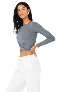 Alo Yoga XS Cover Long Sleeve Top - Steel Blue