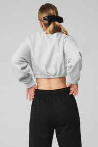 Alo Yoga XS Devotion Crew Neck Pullover - Athletic Heather Grey