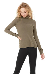 Alo Yoga SMALL Embrace Long Sleeve - Olive Branch