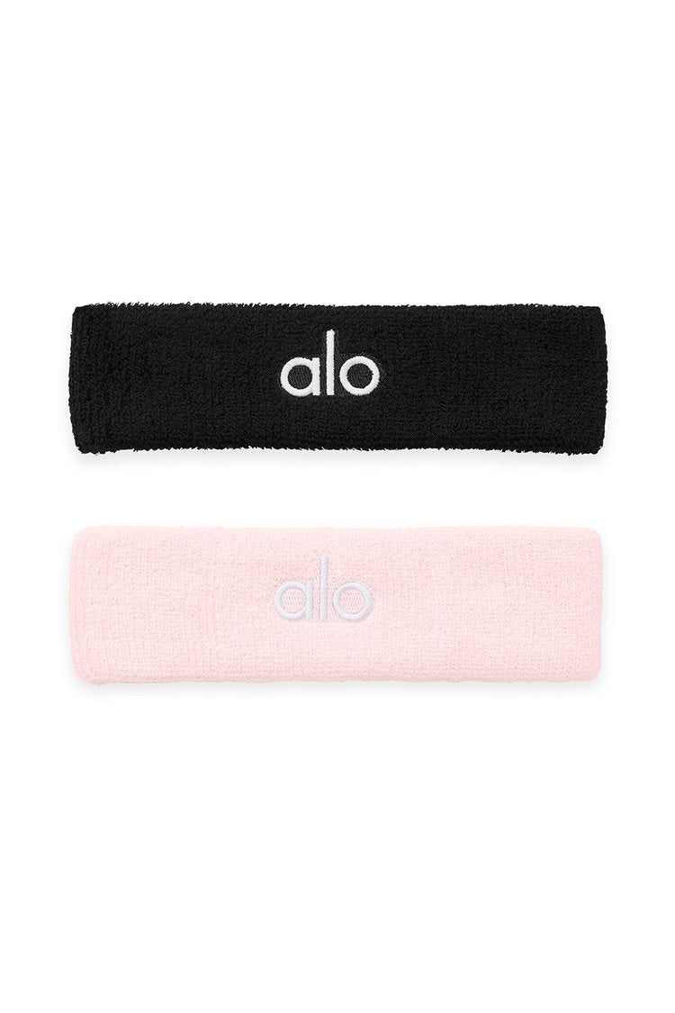 Alo Yoga Glow Sweatband - Powder Pink/Black