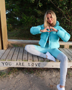 Alo Yoga XXS High-Waist Goddess Legging - Blue Quartz/Dove Grey Heather