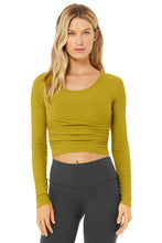 Load image into Gallery viewer, Alo Yoga SMALL Gather Long Sleeve - Chartreuse
