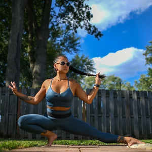 Alo Yoga XS High-Waist Fitness Capri - Deep Jade/Black