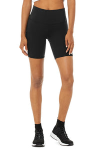 Alo Yoga XS High-Waist Cargo Biker Short - Black