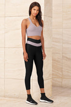 Load image into Gallery viewer, Alo Yoga SMALL High-Waist Fitness Capri - Black/Lavender Smoke
