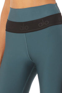 Alo Yoga XS High-Waist Fitness Capri - Deep Jade/Black