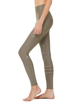 Load image into Gallery viewer, Alo Yoga XXS High-Waist Sequence Legging - Olive Branch
