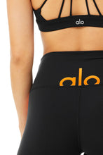 Load image into Gallery viewer, Alo Yoga SMALL High-Waist Spin Short - Black/Tangerine
