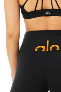 Alo Yoga SMALL High-Waist Spin Short - Black/Tangerine