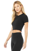 Load image into Gallery viewer, Alo Yoga XS Micro Waffle Sierra Short Sleeve Top - Black
