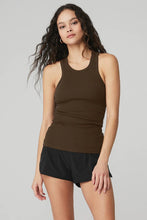 Load image into Gallery viewer, Alo Yoga XS Ribbed Aspire Full Length Tank - Espresso
