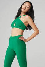 Load image into Gallery viewer, Alo Yoga SMALL Ribbed Destination Bra - Green Emerald
