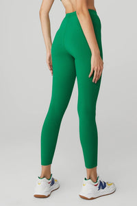 Alo Yoga SMALL Ribbed High-Waist 7/8 Blissful Legging - Green Emerald