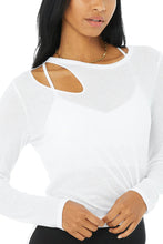 Load image into Gallery viewer, Alo Yoga SMALL Ribbed Peak Long Sleeve - White
