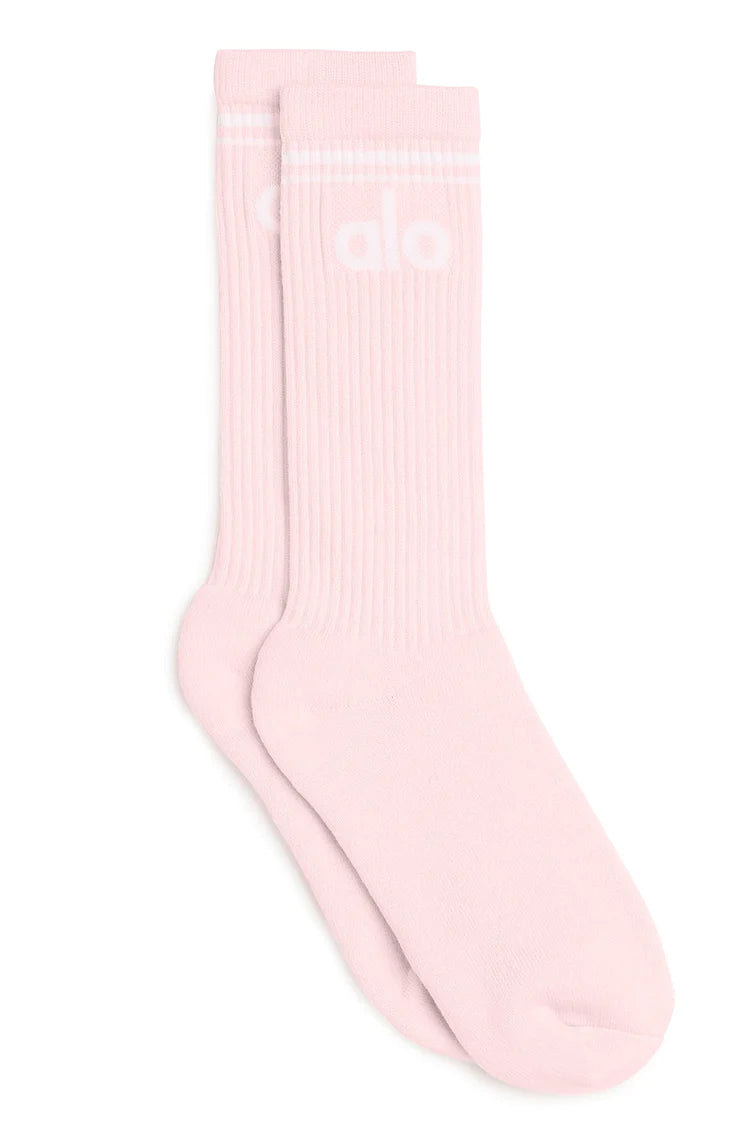 Alo Yoga SMALL Unisex Throwback Sock - Powder Pink/White – Soulcielite