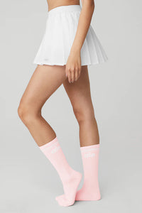 Alo Yoga MEDIUM Unisex Throwback Sock - Powder Pink/White