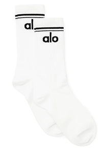 Alo Yoga SMALL Unisex Throwback Sock - White/Black