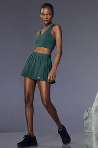 Alo Yoga SMALL Varsity Tennis Skirt - Midnight Green
