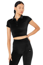 Load image into Gallery viewer, Alo Yoga XS Velour Choice Polo - Black
