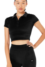 Load image into Gallery viewer, Alo Yoga XS Velour Choice Polo - Black
