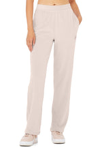 Load image into Gallery viewer, Alo Yoga XS Velour High-Waist Glimmer Wide Leg Pant - Dusty Pink
