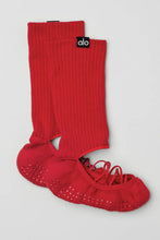 Load image into Gallery viewer, Alo Yoga M/L Women&#39;s Strappy Siren Grip Sock - Classic Red
