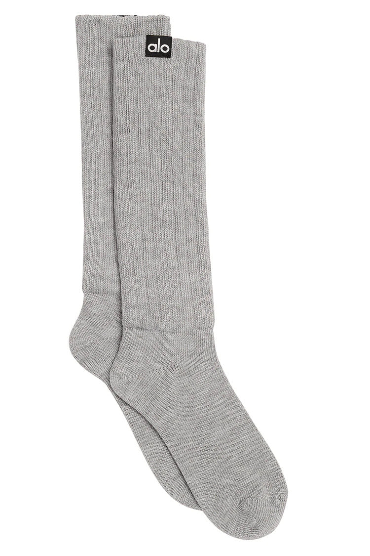 Alo Yoga S/M Women's Scrunch Sock - Athletic Heather Grey – Soulcielite