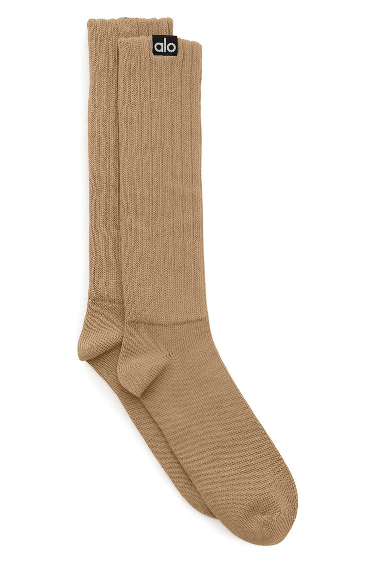 Alo Yoga S/M Women's Scrunch Sock - Gravel
