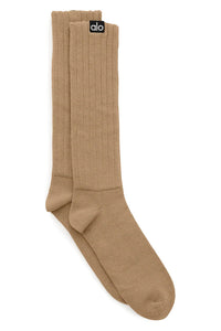 Alo Yoga M/L Women's Scrunch Sock - Gravel