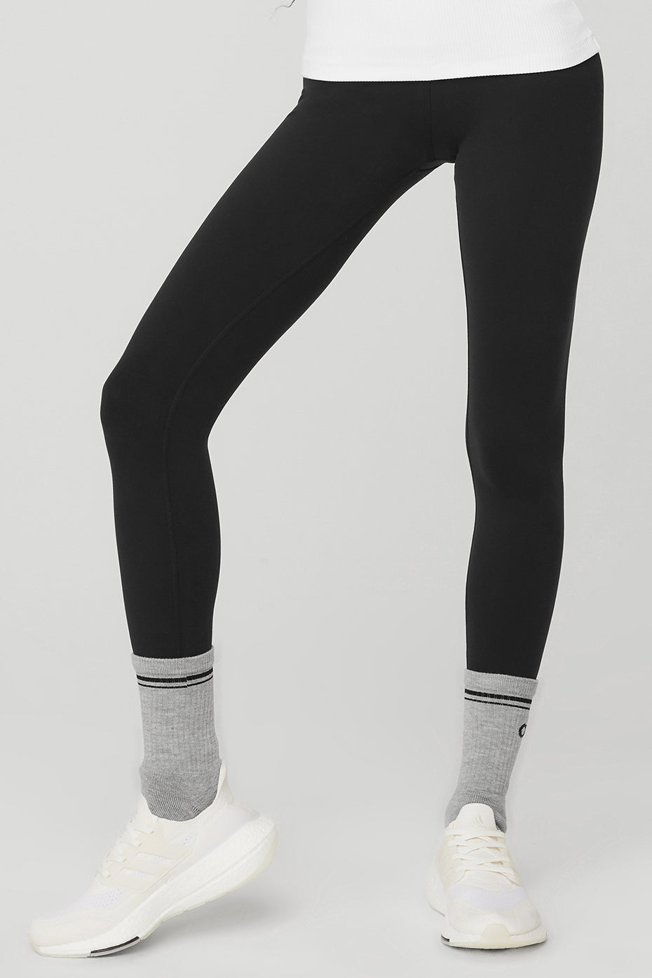 Alo Yoga S/M Women's Throwback Sock - Athletic Grey/Black