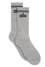 Load image into Gallery viewer, Alo Yoga S/M Women&#39;s Throwback Sock - Athletic Grey/Black
