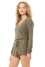 Load image into Gallery viewer, Alo Yoga SMALL Wrap Hoodie - Olive Branch
