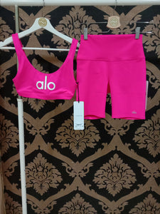 Alo Yoga XS High-Waist Biker Short - Neon Pink