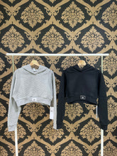 Load image into Gallery viewer, Alo Yoga XS Quilted Cropped Arena Hoodie - Athletic Heather Grey
