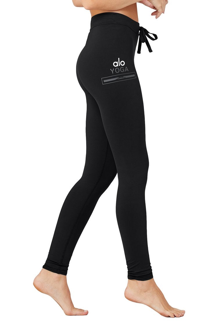 Alo Yoga XS High-Waist Graphic Trinity Legging - Black/Anthracite