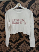 Load image into Gallery viewer, Spiritual Gangster XS Sg Varsity Sunset Crop Long Sleeve - Stone
