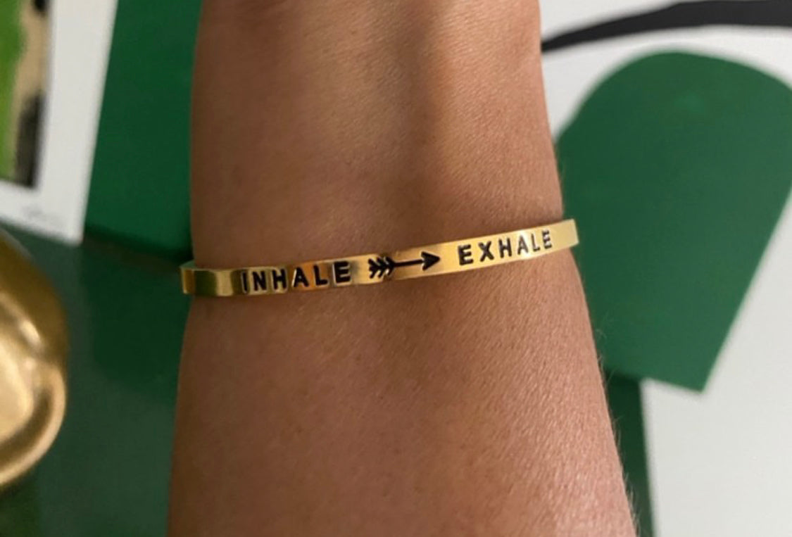 MantraBand Bracelet Yellow Gold - Inhale Exhale