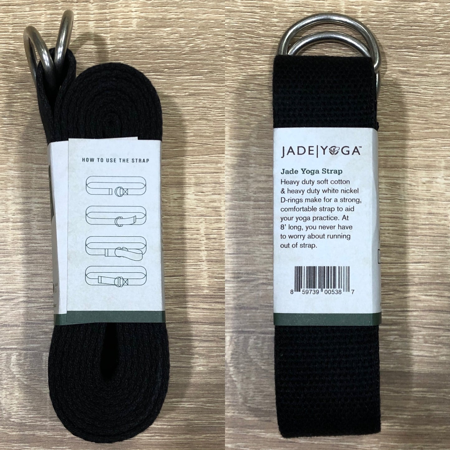 Jade Yoga Strap 8 Feet - Black