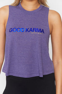 Spiritual Gangster XS Good Karma Crop Tank - Heather Eclipse